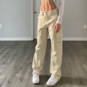 Beige Cargo Jeans